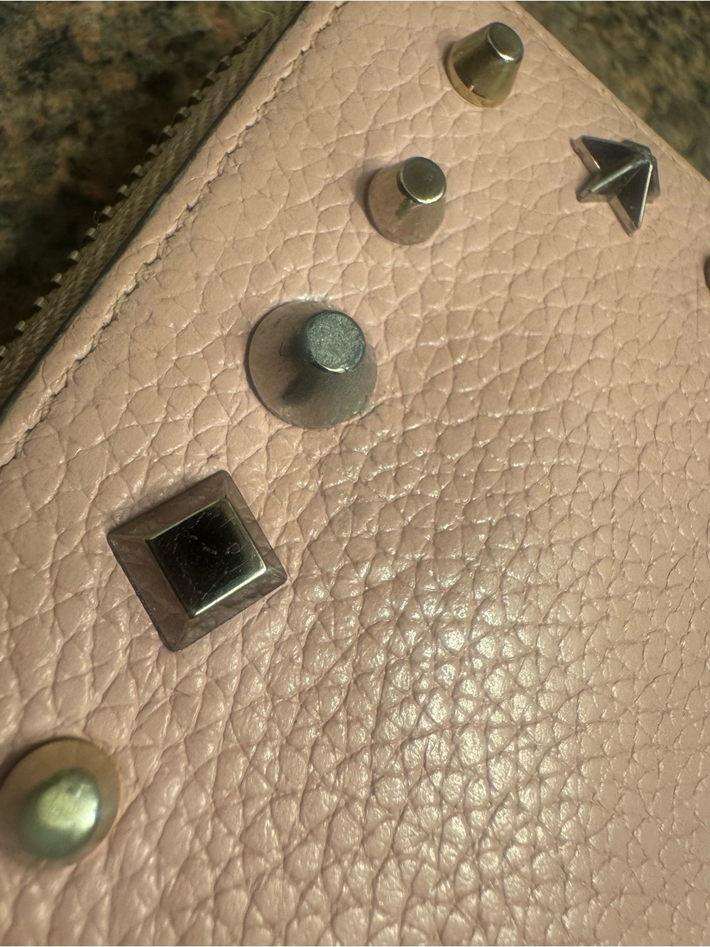 Christian Louboutin Blush Pink Studded Zip Wallet EUC - Picture 13 of 14